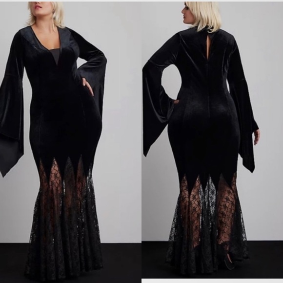 Torrid Halloween Costume Velvet Fluted Maven Dress NWT 1X 14-16 witch gothic - Picture 1 of 5